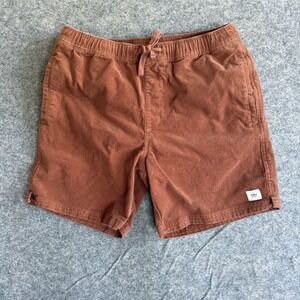 Katin Shorts Mens Medium Brown Corduroy Elastic‎ Waist Drawstring Walk Summer